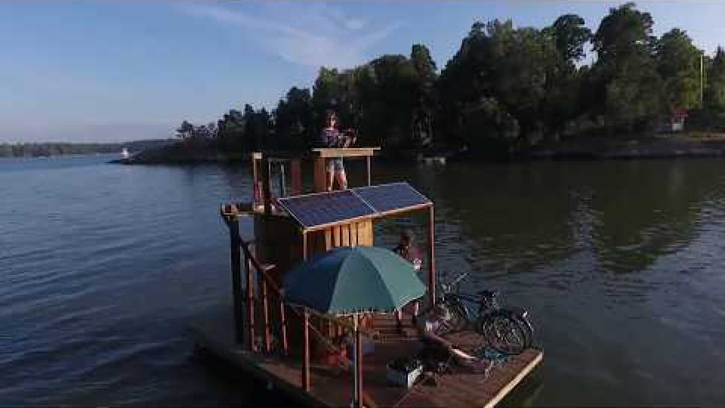 Coolest floating sauna! With solar power