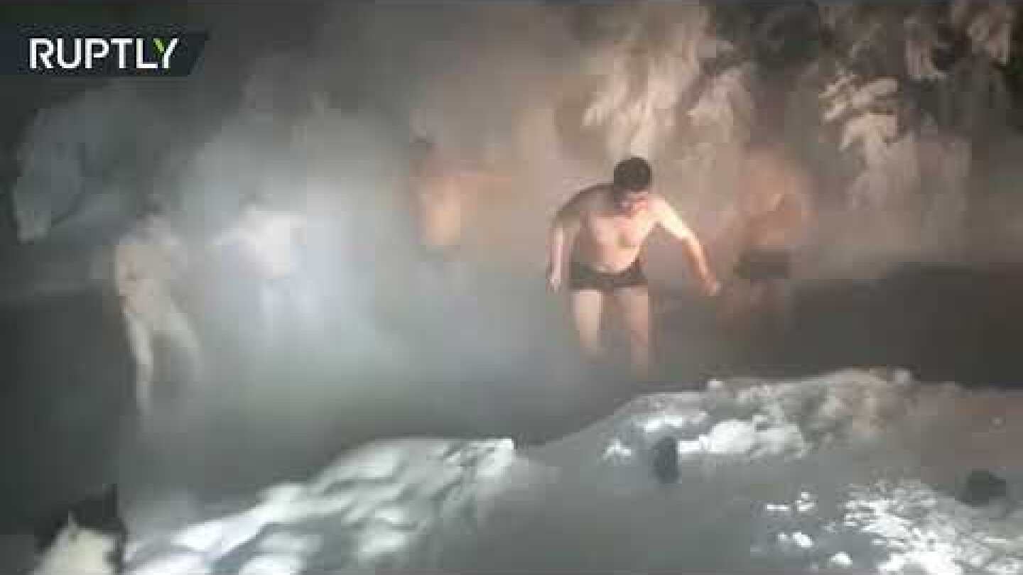 Arctic Bath: Chinese tourists take freezing -50°C plunge in Russian village
