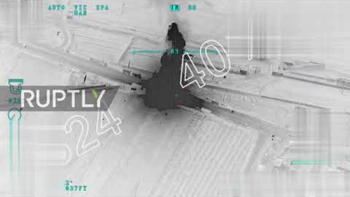 Syria: Aerial footage of Turkish airstrike on convoy near Afrin