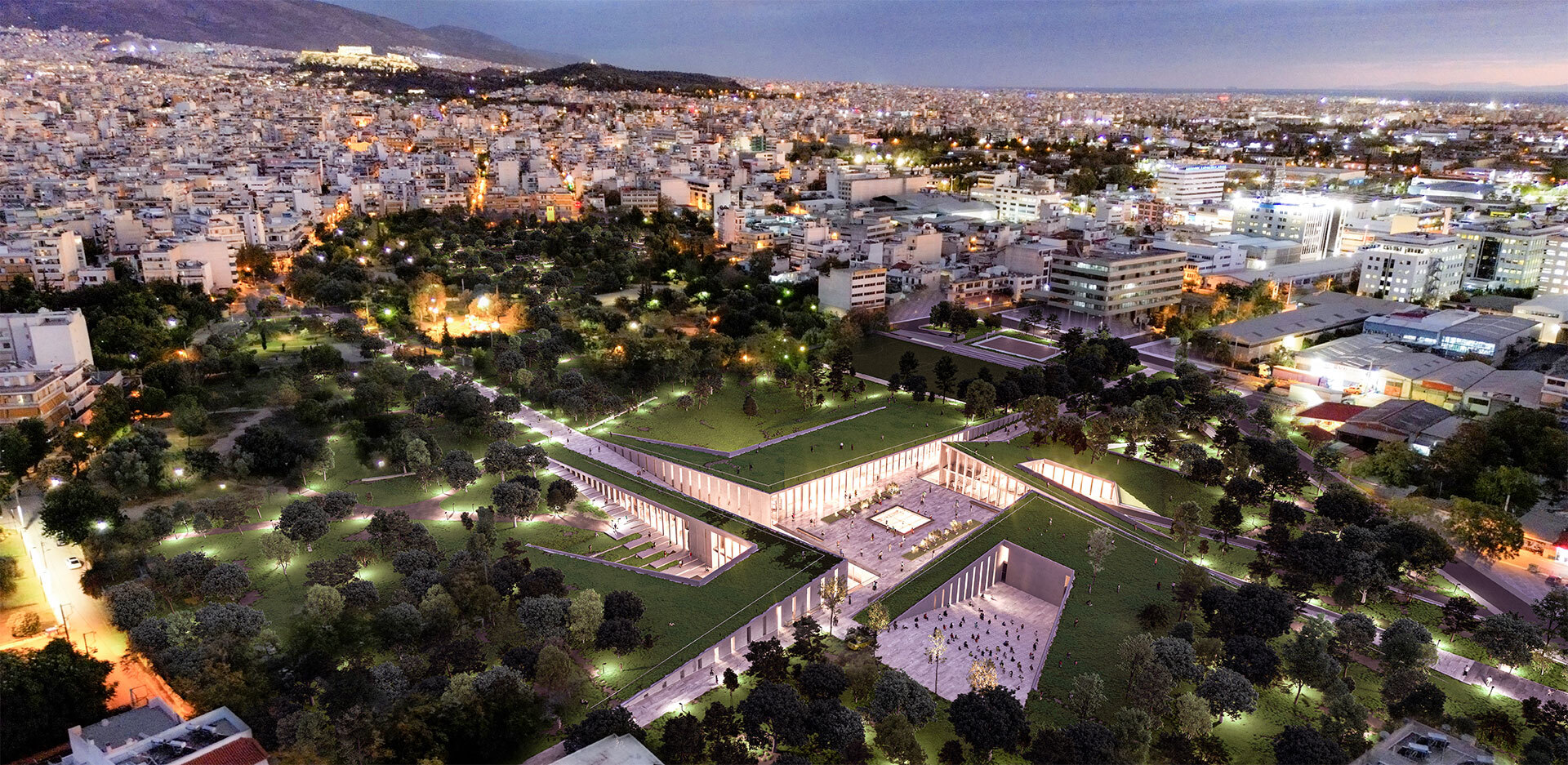 Η μακέτα του νέου Αρχαιολογικού Μουσείου των Αθηνών στην Ακαδημία Πλάτωνος (εναέρια φωτογραφία)