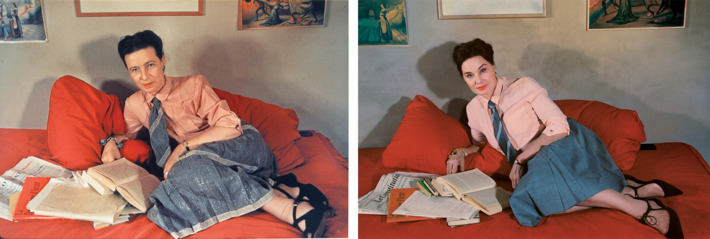  η Simone De Beauvoir,  φωτογραφημένη από την Gisèle Freund, 1948