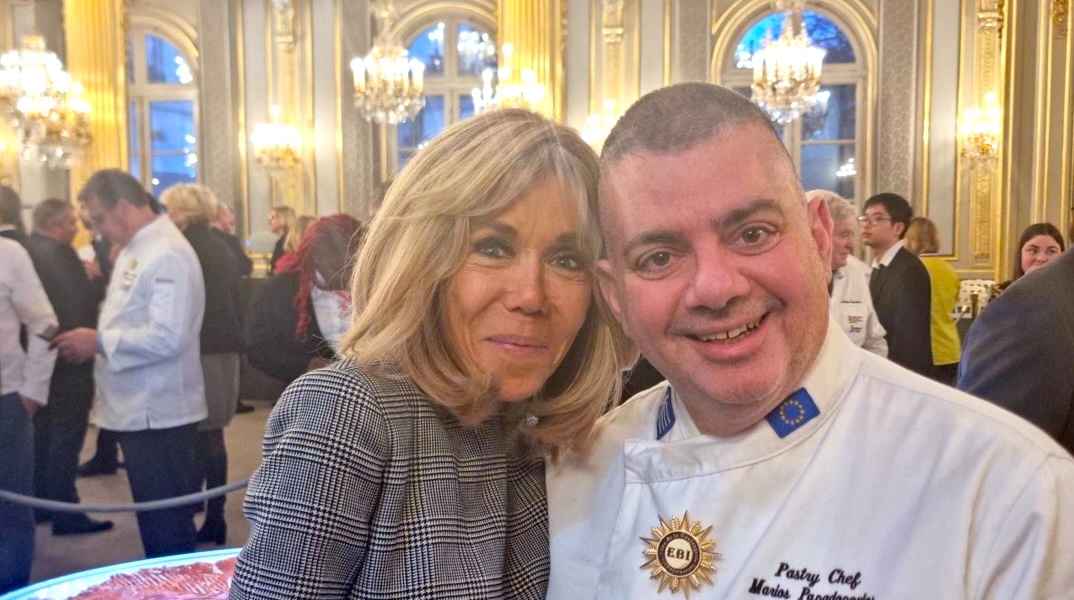 Η Μπριζίτ Μακρόν με τον Μάριο Αβέρωφ Παπαδόπουλο