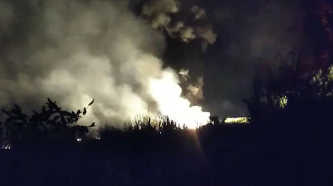 Φωτιά μετά την πτώση αεροσκάφους στην Καβάλα