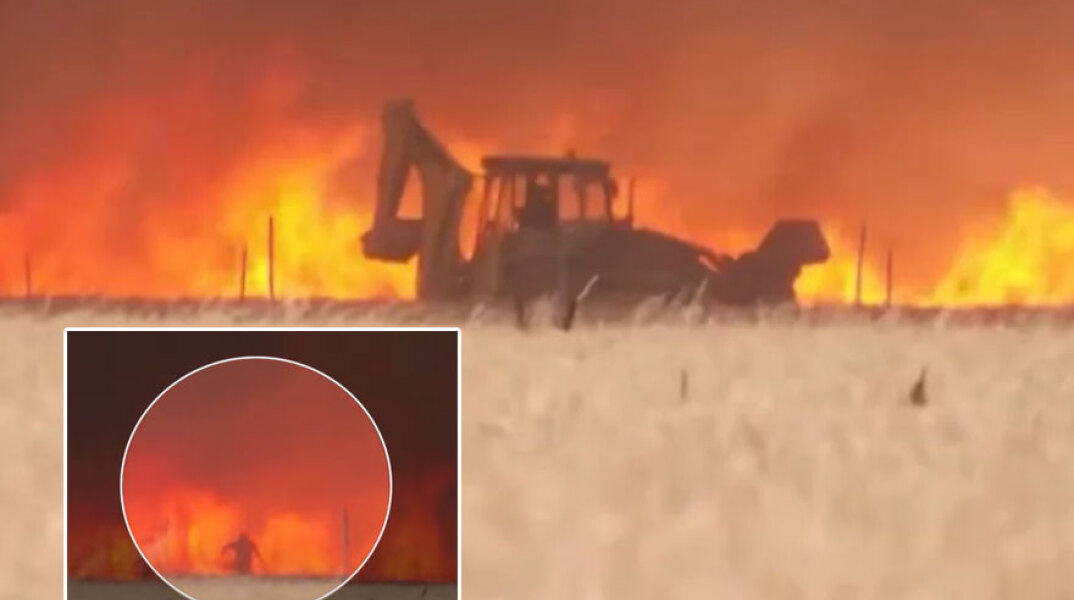 Οδηγός εκσκαφέα στην Ισπανία περικυκλώνεται από τις φλόγες και γλιτώνει την ύστατη στιγμή