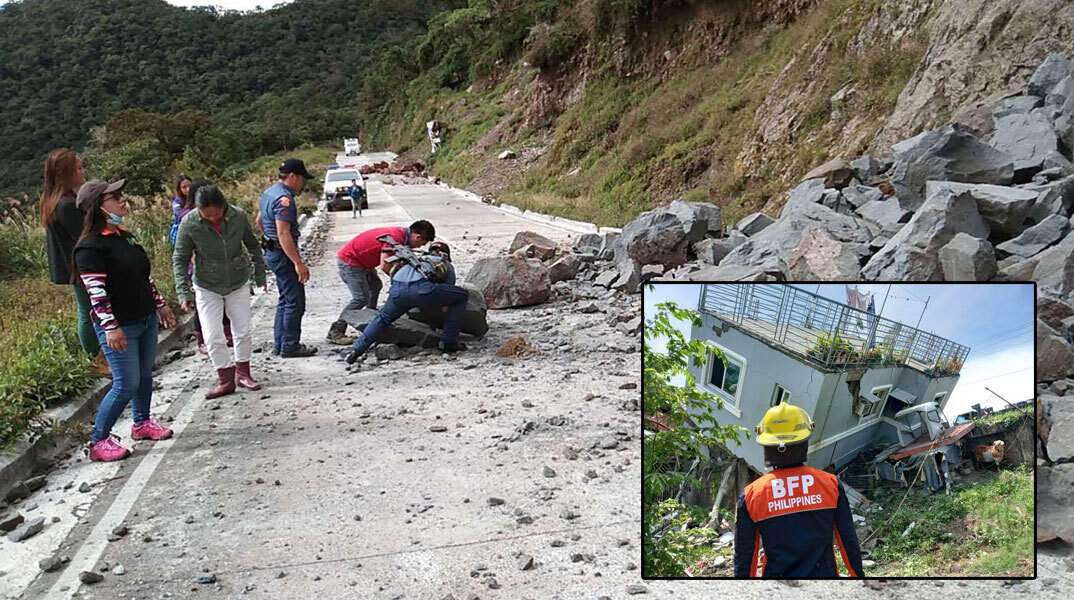 Κατολισθήσεις και καταστροφές σε κτίρια προκάλεσε ο μεγάλος σεισμός στις Φιλιππίνες