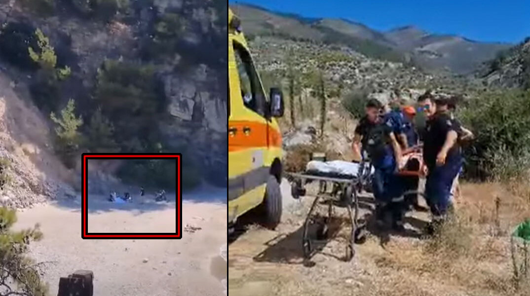 Διασώστες απομακρύνουν από γκρεμό μοτοσικλετιστή στη Θάσο