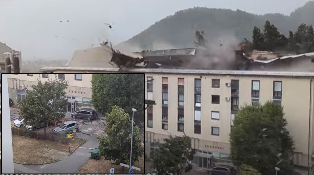 Ανεμοστρόβιλος ξηλώνει στέγη σε κτίριο στην Κορσική