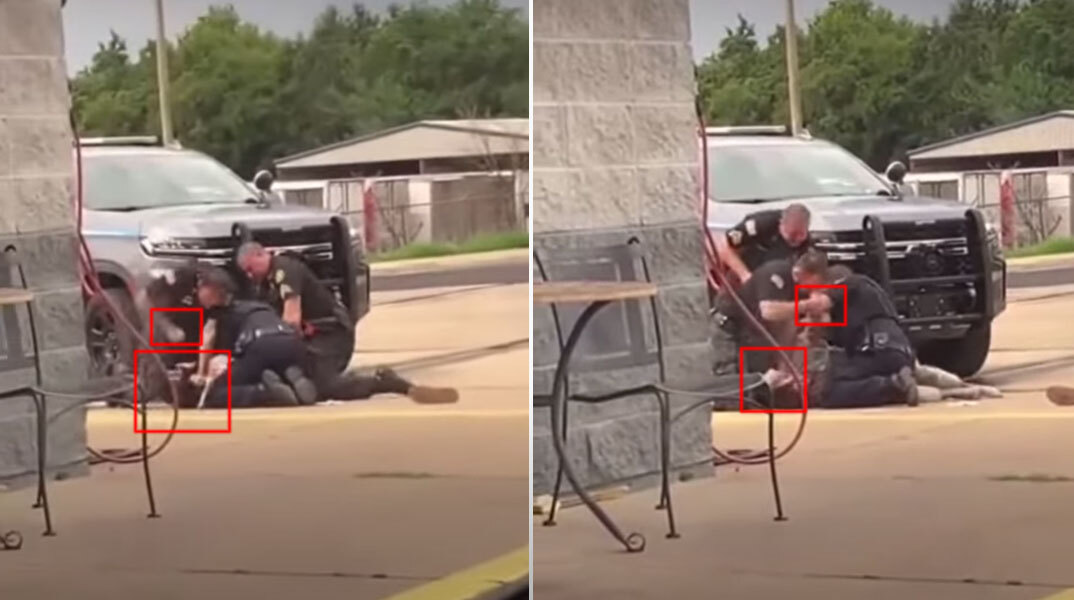 Αστυνομικοί ξυλοκοπούν ακινητοποιημένο άνδρα στην άσφαλτο
