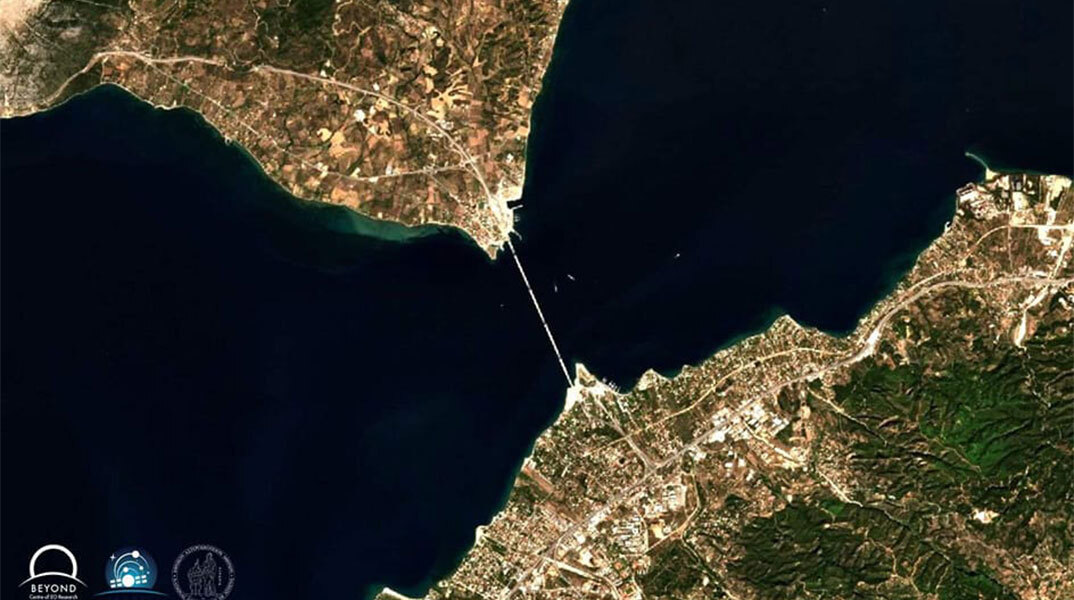 Δορυφορική φωτογραφία από τη γέφυρα του Ρίου - Αντιρρίου
