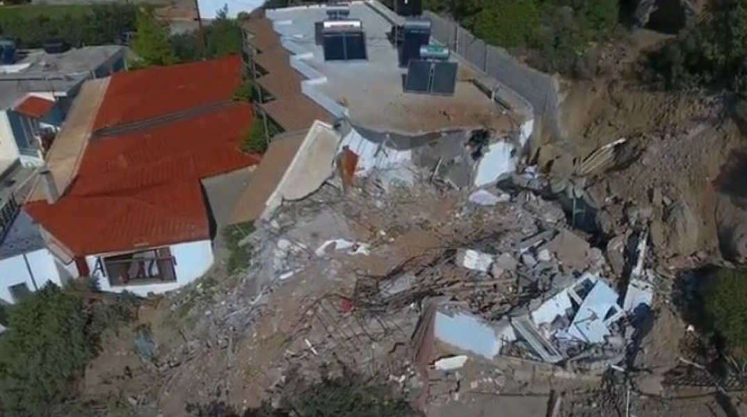 Βίντεο από drone δείχνει την καταστροφή που προκάλεσε η κατολίσθηση στην κρήτη