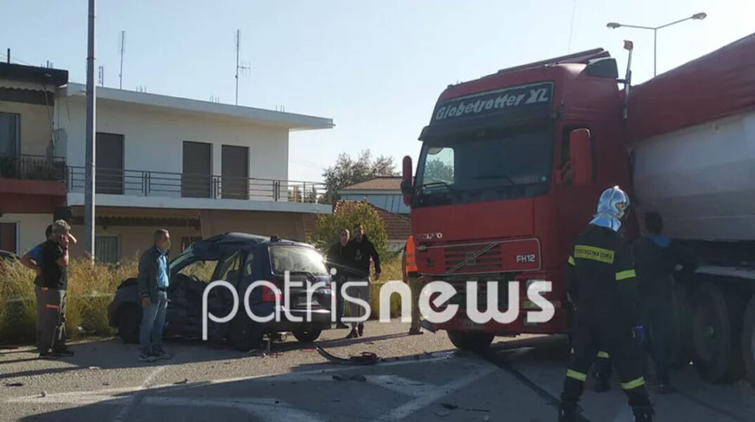 Φορτηγό συγκρούστηκε με αυτοκίνητο στην Ηλεία