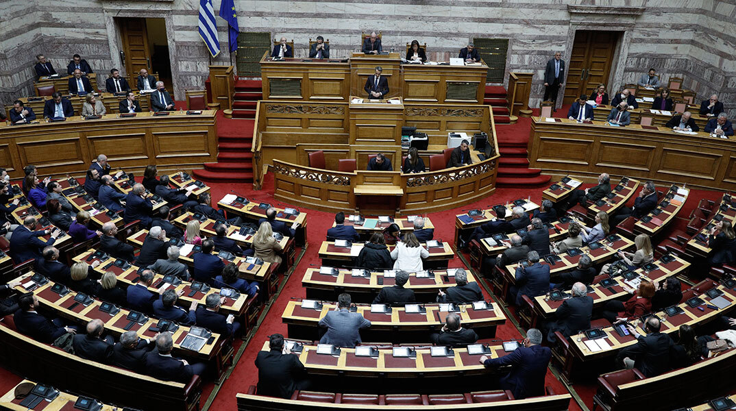Ο πρωθυπουργός Κυριάκος Μητσοτάκης στη συζήτηση στη Βουλή για την πρόταση μομφής