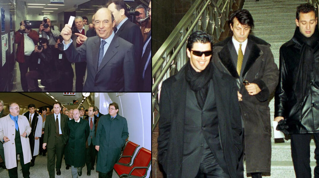 Κώστας Σημίτης, Κωστής Στεφανόπουλος και Σάκης Ρουβάς στα εγκαίνια του Μετρό της Αθήνας το 2000