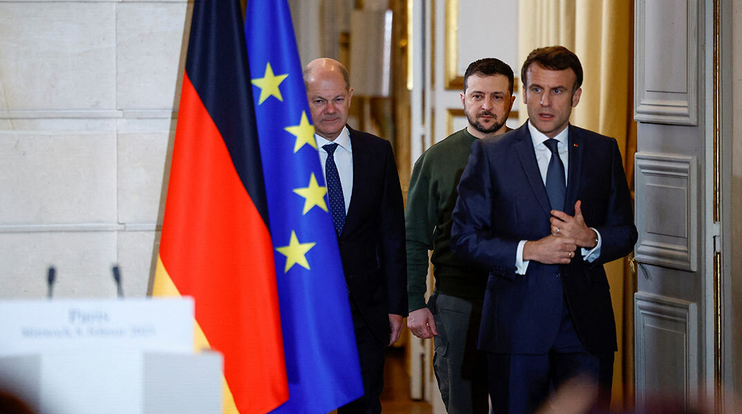 Όλαφ Σολτς, Βολοντίμιρ Ζελένσκι και Εμανουέλ Μακρόν στα Ηλύσια Πεδία