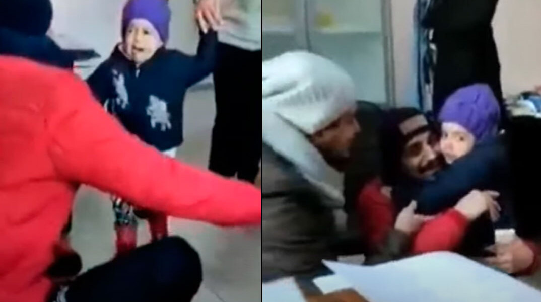 Πατέρας αγκαλιάζει ξανά την κόρη του μετά τον σεισμό στην Τουρκία