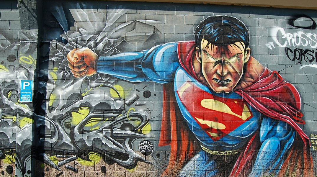 Mural για τον Σούπερμαν, τον ήρωα της DC Comics