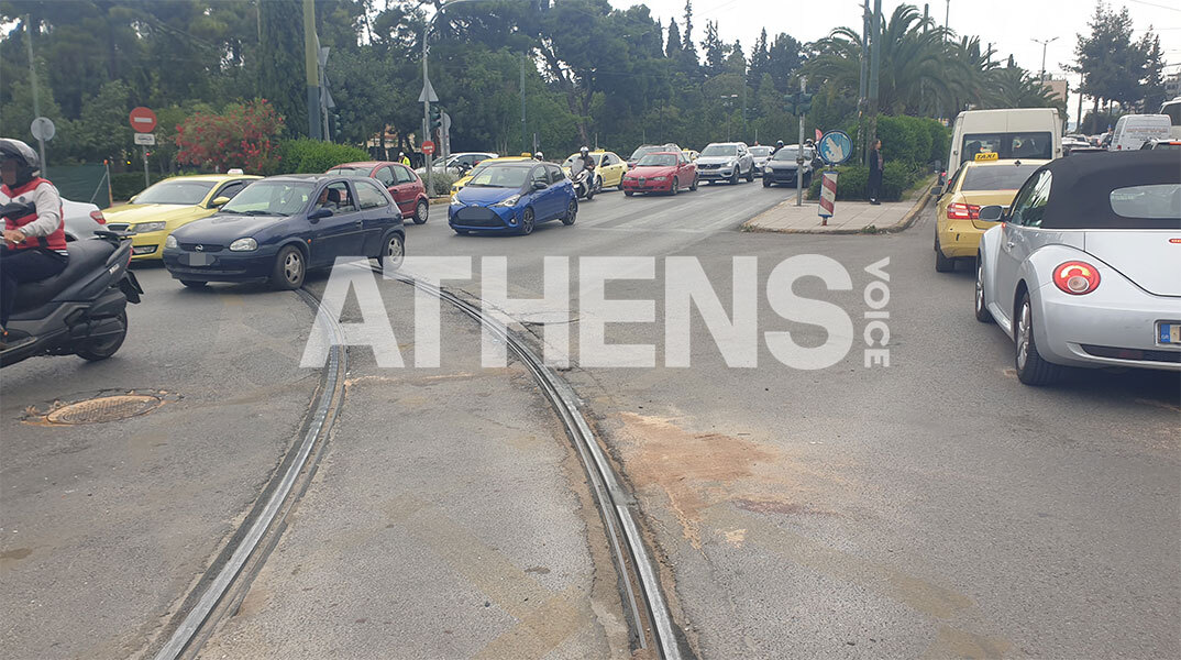Το σημείο όπου σημειώθηκε το τροχαίο στο κέντρο της Αθήνας