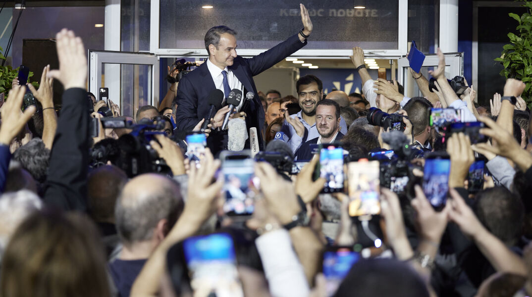 Ο Κυριάκος Μητσοτάκης μετά τον θρίαμβο της ΝΔ