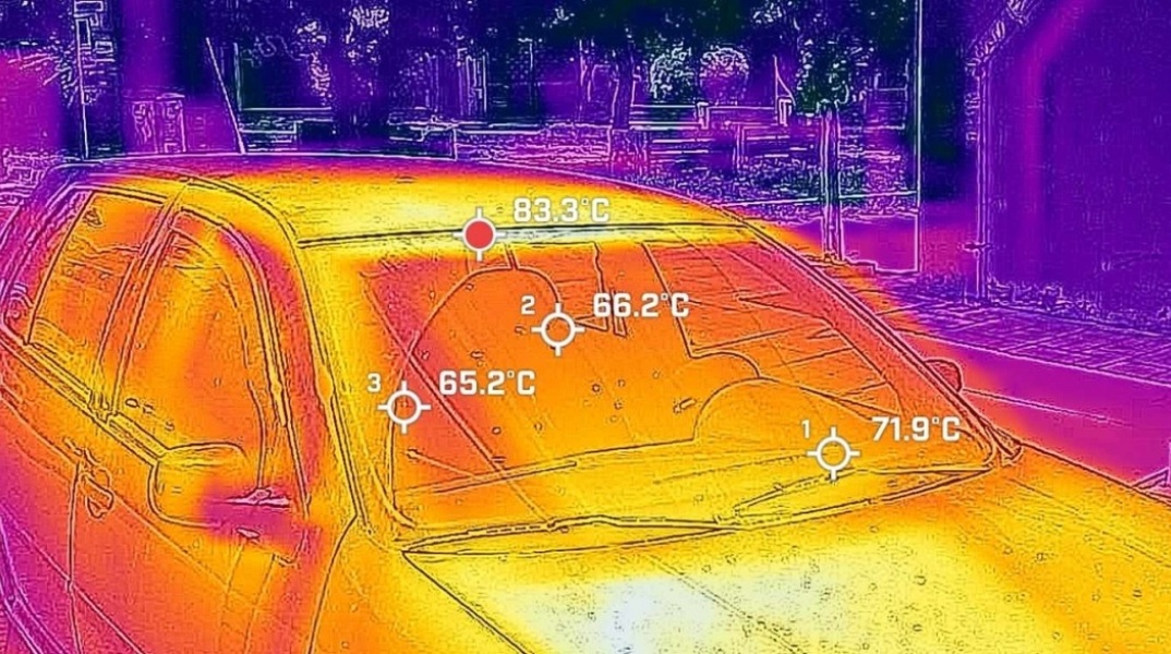 Kαύσωνας Κλέων: Θερμικές κάμερες κατέγραψαν 84 βαθμούς σε αυτοκίνητα