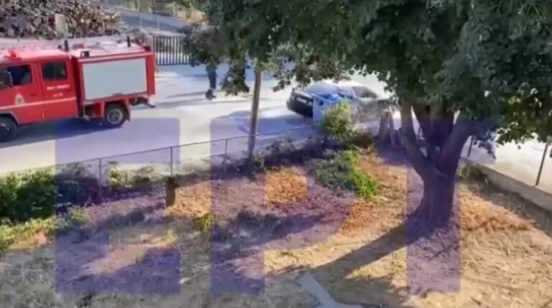 Το όχημα της 38χρονης που πήρε φωτιά