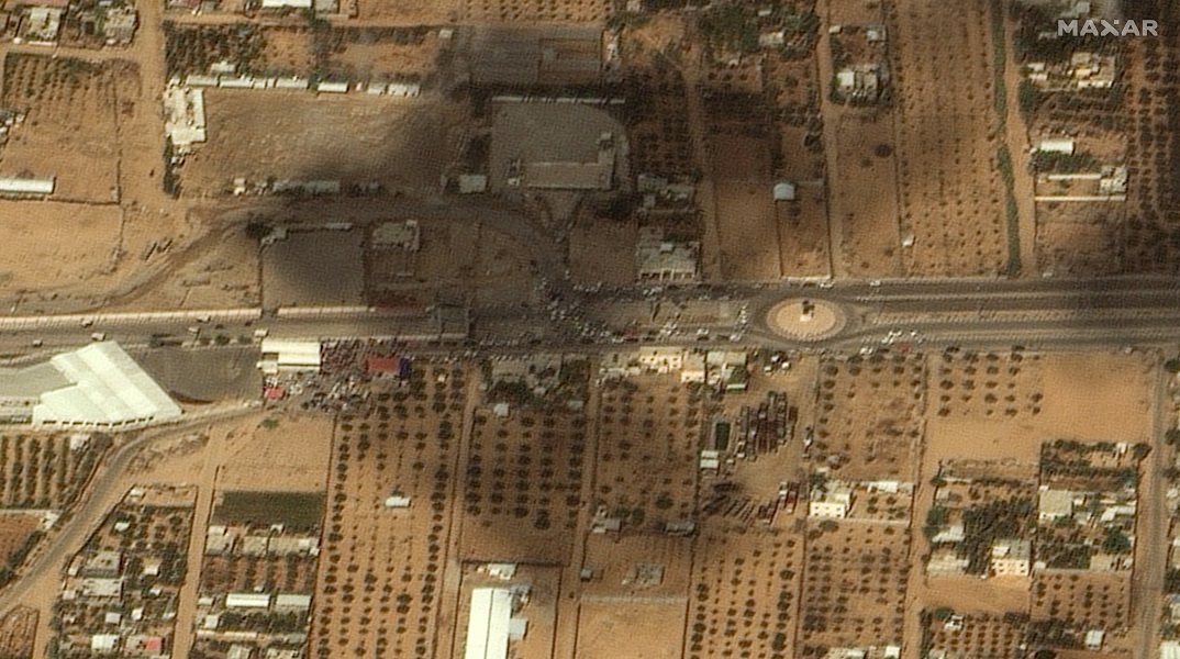 Δορυφορική εικόνα από το πέρασμα της Ράφα μεταξύ Γάζας και Αιγύπτου