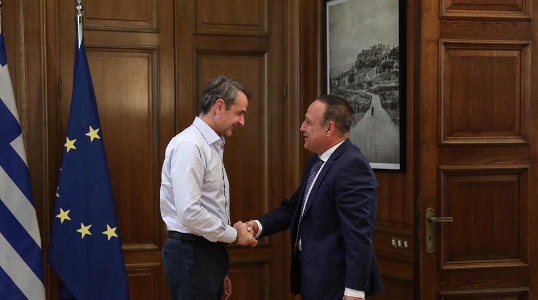 Ο Κυριάκος Μητσοτάκης συναντήθηκε με τον νέο δήμαρχο Θεσσαλονίκης, Στέλιο Αγγελούδη