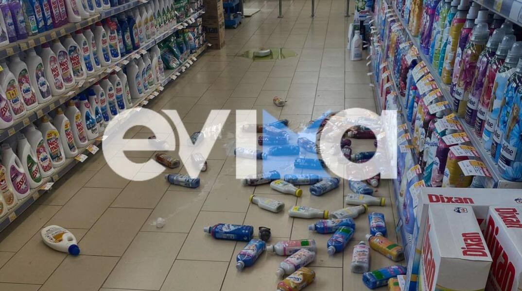 Έπεσαν αντικείμενα σε σούπερ μάρκετ στο Μαντούδι μετά τον σεισμό