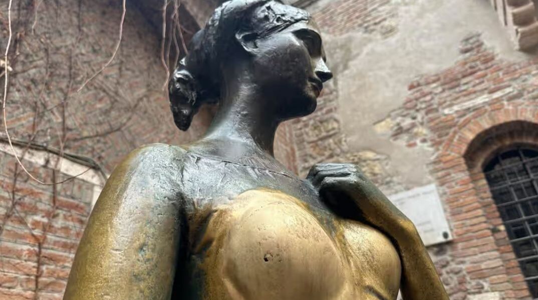The sweat from hands touching the statue is believed to have caused a small hole to develop. Photograph: Mario Poli/EPA