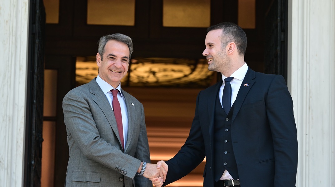 Ο πρωθυπουργός, Κυριάκος Μητσοτάκης υποδέχθηκε τον Μαυροβούνιο ομόλογό του, Milojko Spajić