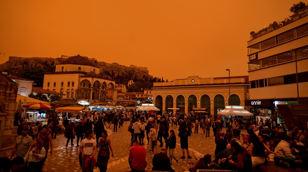 κτιρια, κόσμος, αγορά, πορτοκαλί ουρανός