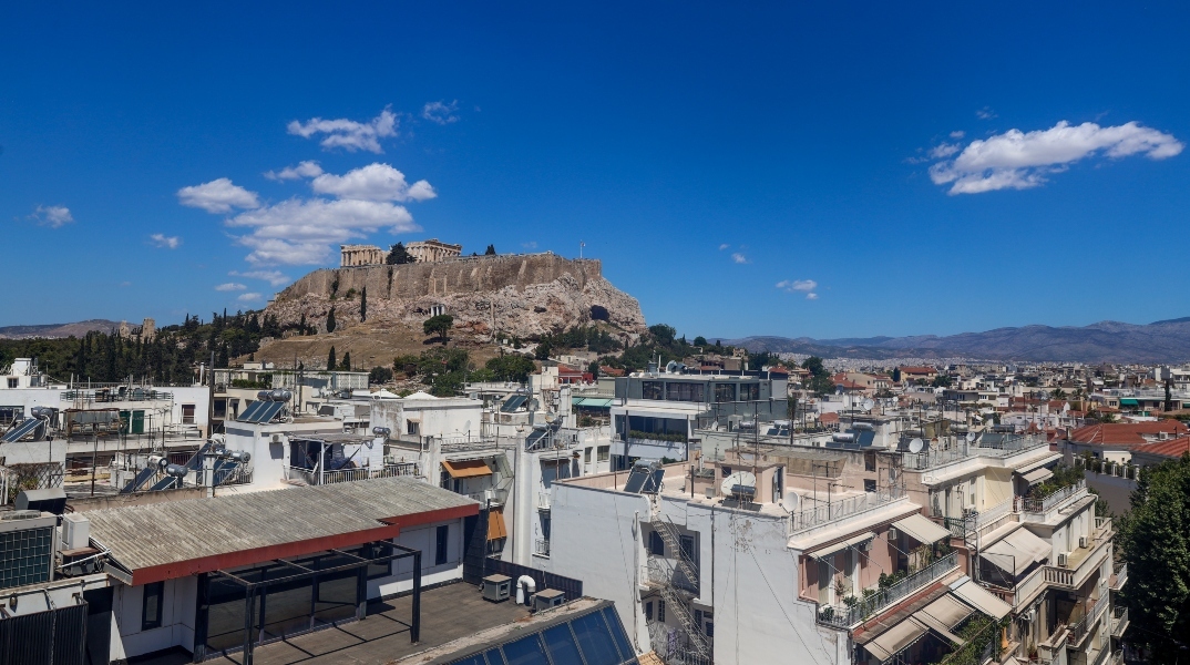 αθηνα, ακροπολη, σπιτια, ουρανος