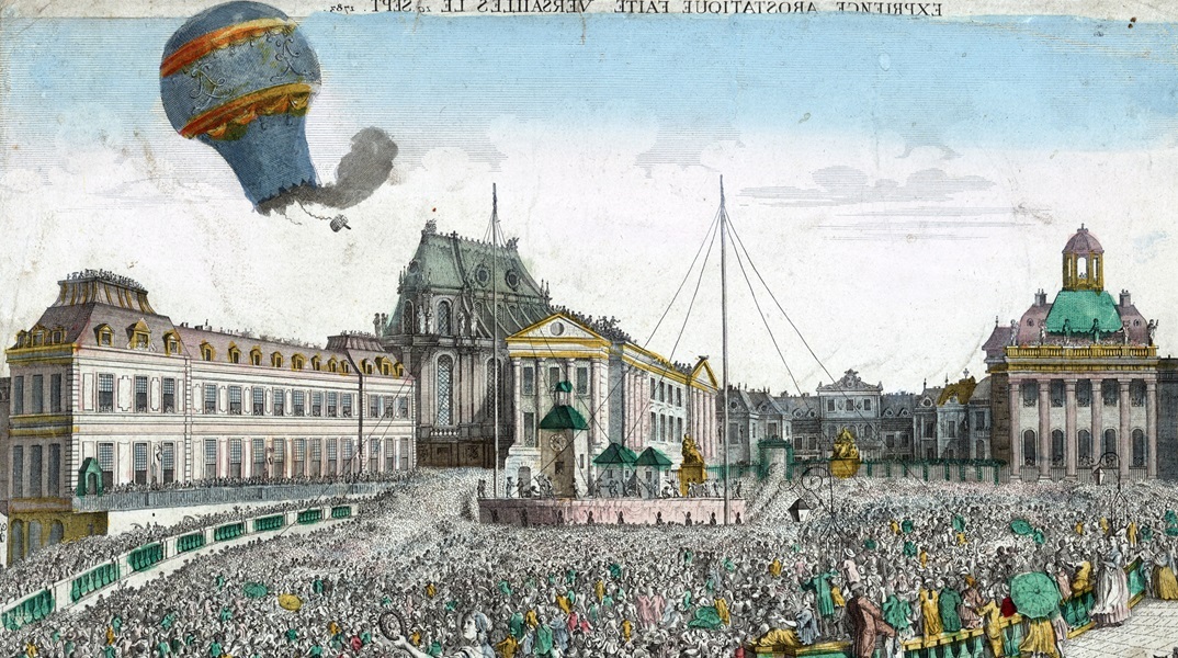  Η πρώτη επιτυχημένη πτήση με αερόστατο θερμού αέρα από τα αδέρφια Montgolfier 