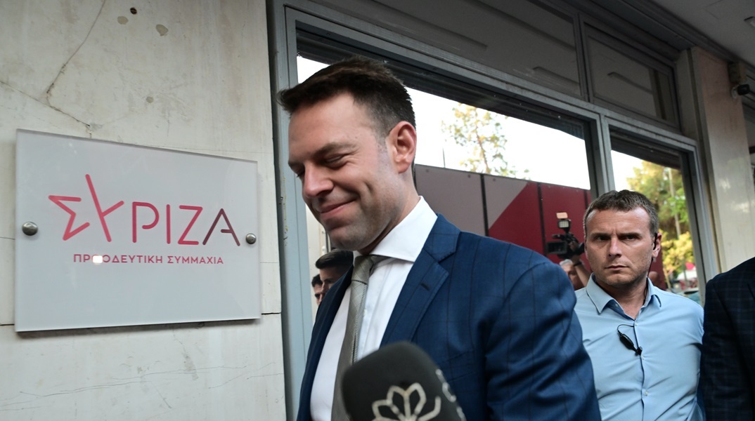 Ο πρόεδρος του ΣΥΡΙΖΑ, Στέφανος Κασσελάκης στα γραφεία του ΣΥΡΙΖΑ