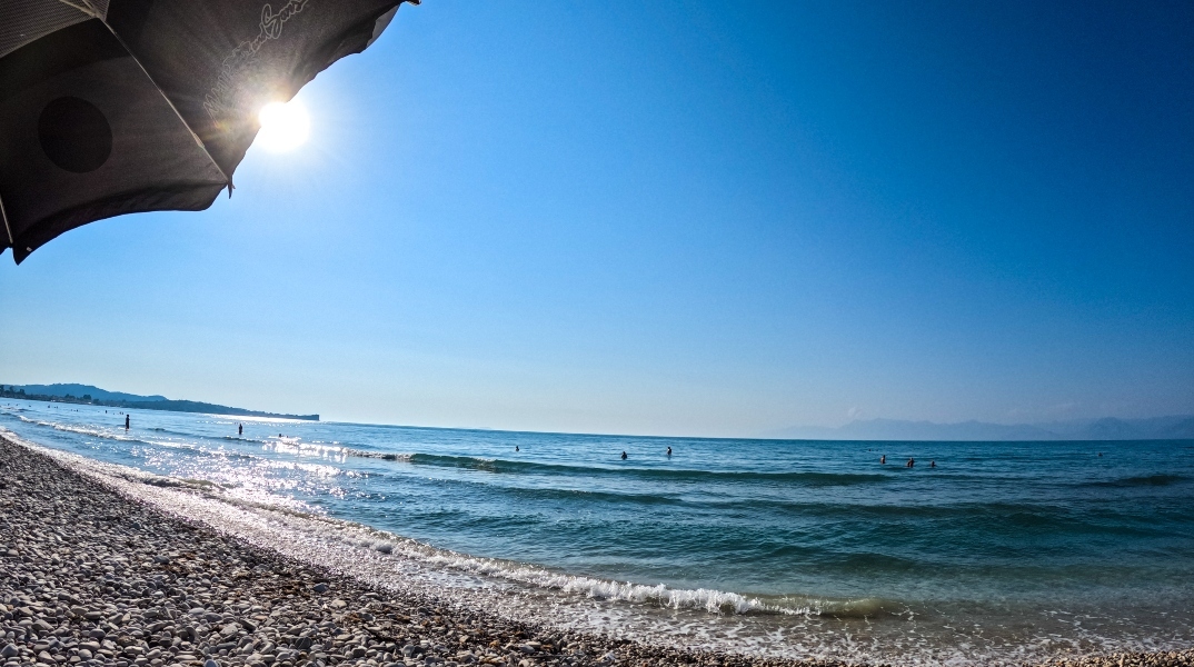 παραλια, θαλασσα, ουρανος