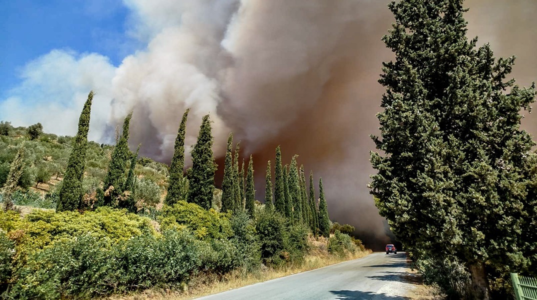 Ανεξέλεγκτη η φωτιά στην Εύβοια - Πέρασε την εθνική οδό με κατεύθυνση τον κάμπο του Δύστου