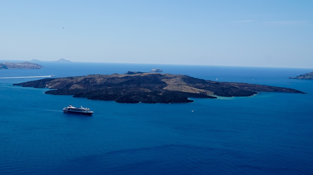νησι, θαλασσα, πλοιο, ουρανος