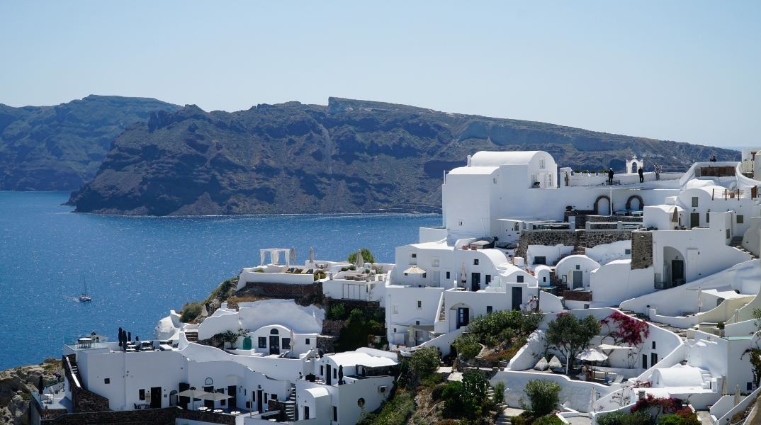 ασπρα σπιτια, νησι, θαλασσα, ουρανος