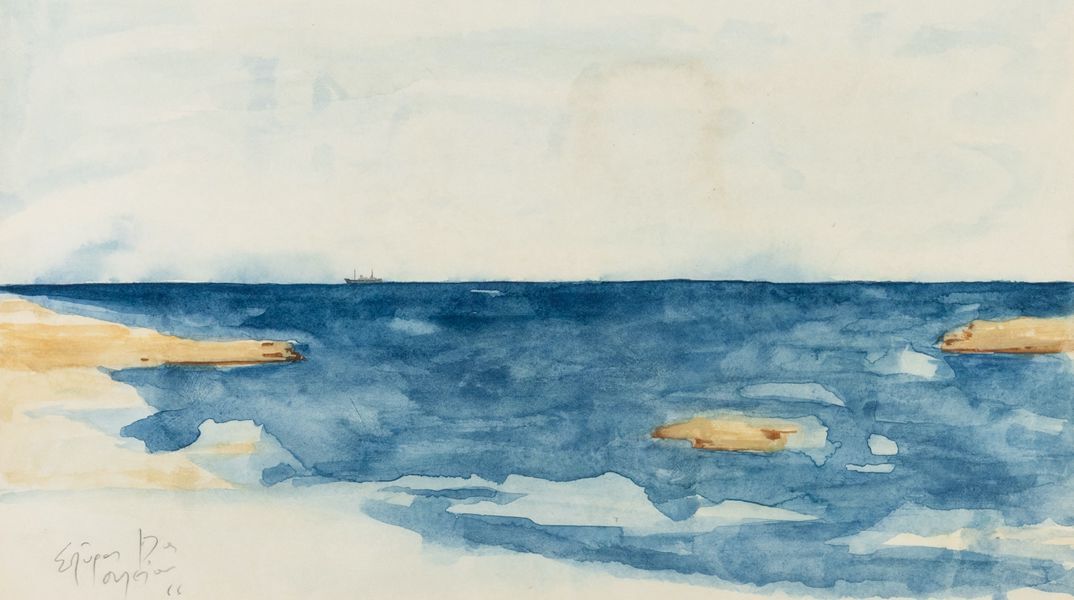 Σπύρος Βασιλείου, Θάλασσα, υδατογραφία σε χαρτί, 29,5Χ38,5cm, Εκτίμηση €700-900