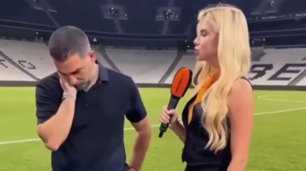 Ο προπονητής της Σαχτάρ, Αρντά Τουράν με την ουκρανή δημοσιογράφο, Ντάρια Μπόνταρ