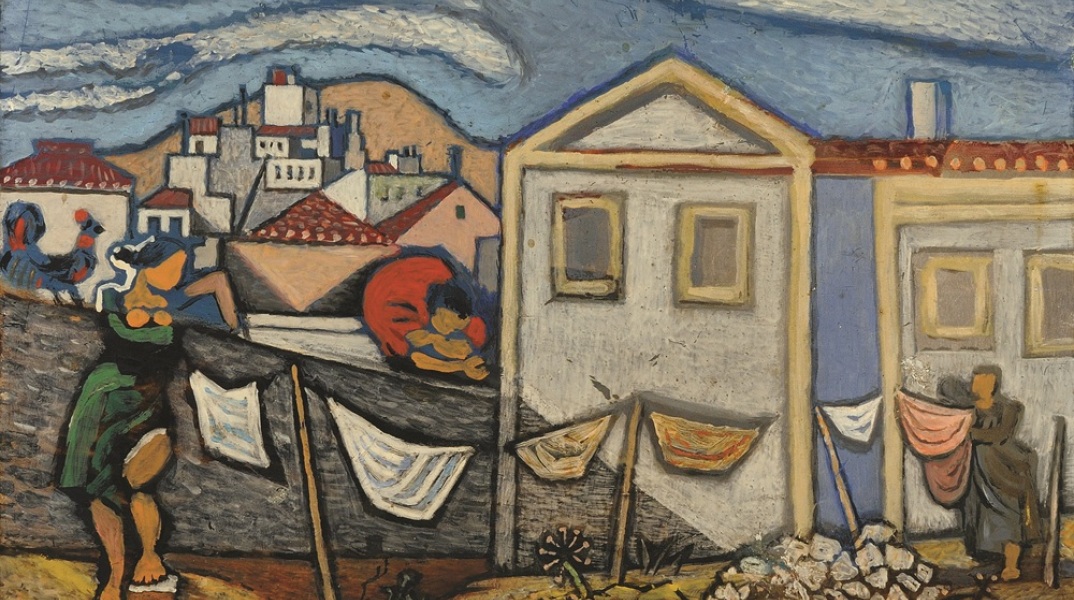 Νίκος Χατζηκυριάκος-Γκίκας,  Οι πλύστρες,  1946,  Μουσείο Μπενάκη / Πινακοθήκη Γκίκα 