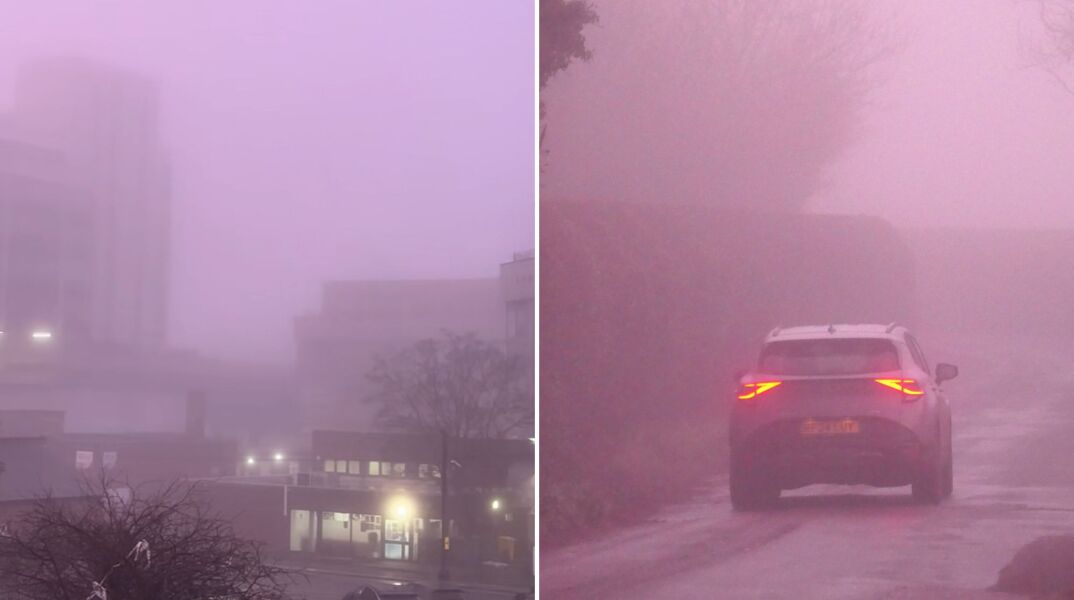 Ροζ ομίχλη σκέπασε τη Βρετανία με αιτία το φως και την υγρασία