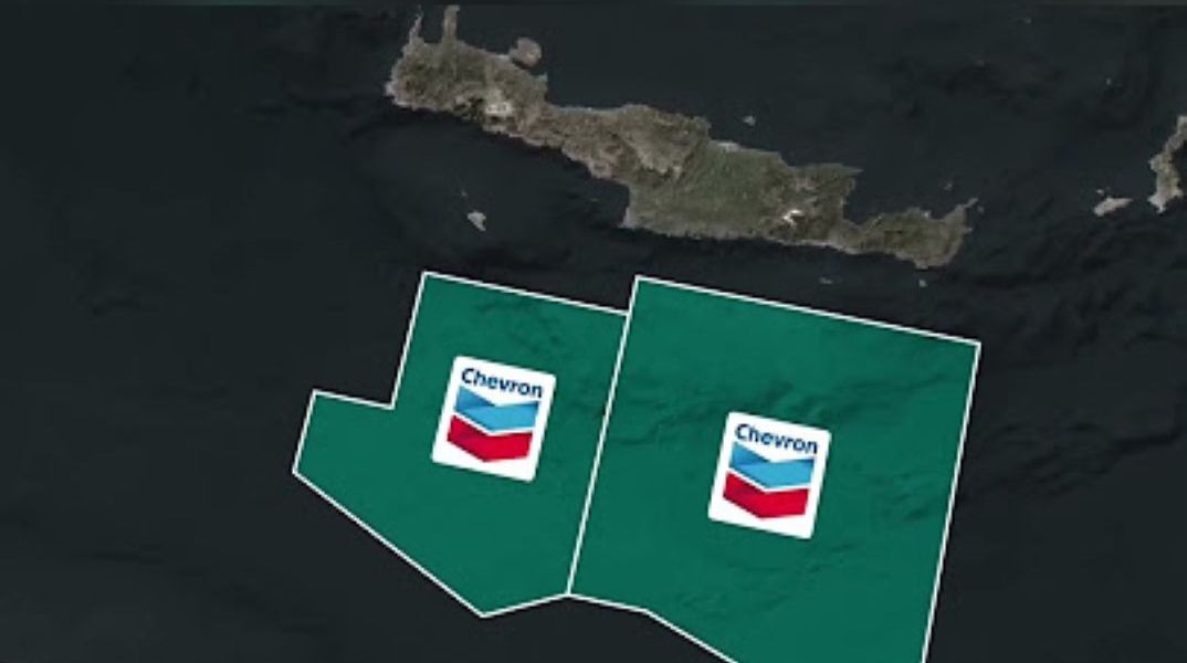 Χάρτης με τα οικόπεδα της Chevron νότια της Κρήτης