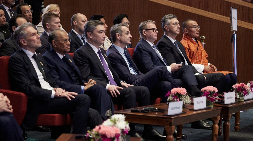 O πρωθυπουργός Κυριάκος Μητσοτάκης στο συνέδριο «AI Impact Summit» στο Νέο Δελχί της Ινδίας