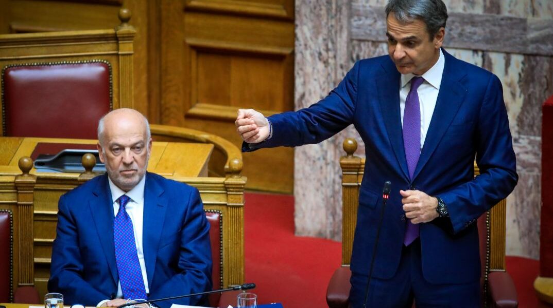 Ο Κυριάκος Μητσοτάκης στην τριτολογία του κατά τη συζήτηση στη Βουλή