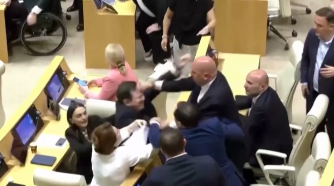 Άγριο ξύλο στο Κοινοβούλιο της Γεωργίας με τη συμμετοχή και γυναικών - Βίντεο