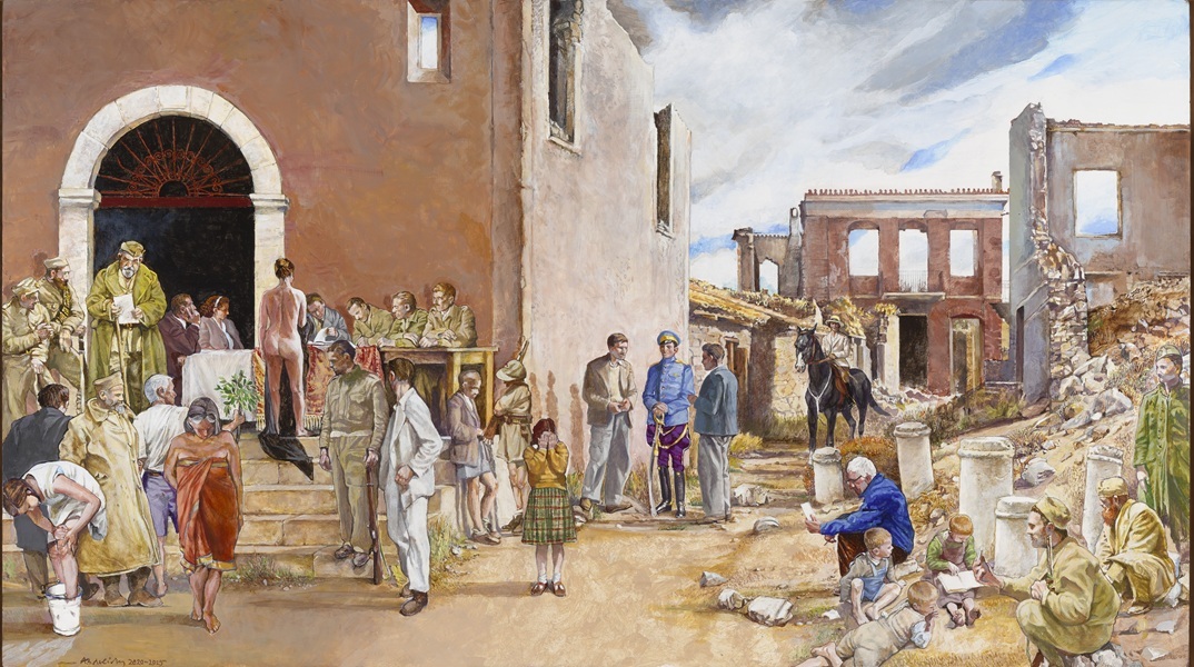 Αλέκος Λεβίδης, Δίκη, 71 x 125 εκ., μικτή τεχνική σε ξύλο, 2025