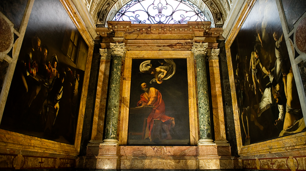 Καραβάτζιο - Η έμπνευση του Αγίου Ματθαίου, Cappella Contarelli, San Luigi dei Francesi, Ρώμη