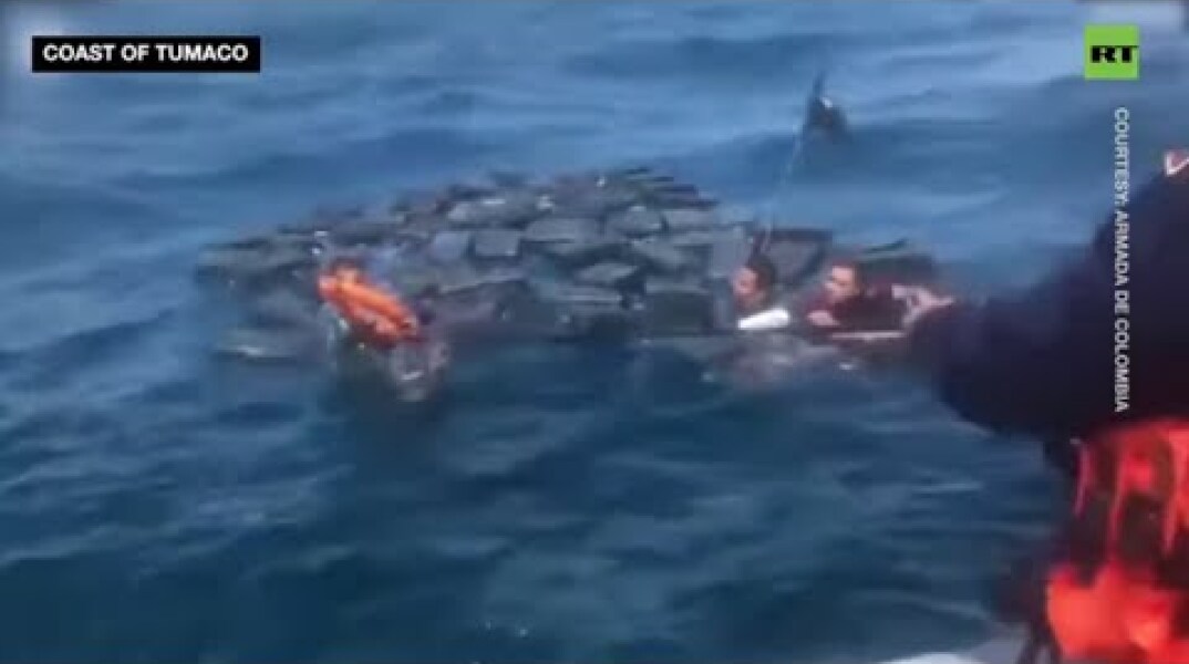 Drug smugglers found floating on packages of cocaine in the Pacific Ocean