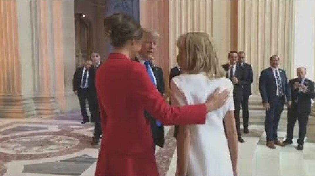 Trump tells French First Lady she's in 'good shape'