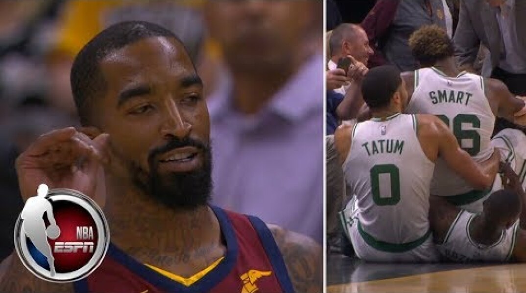 JR Smith waves goodbye to Marcus Smart after Cavs-Celtics scuffle | NBA Preseason Highlights
